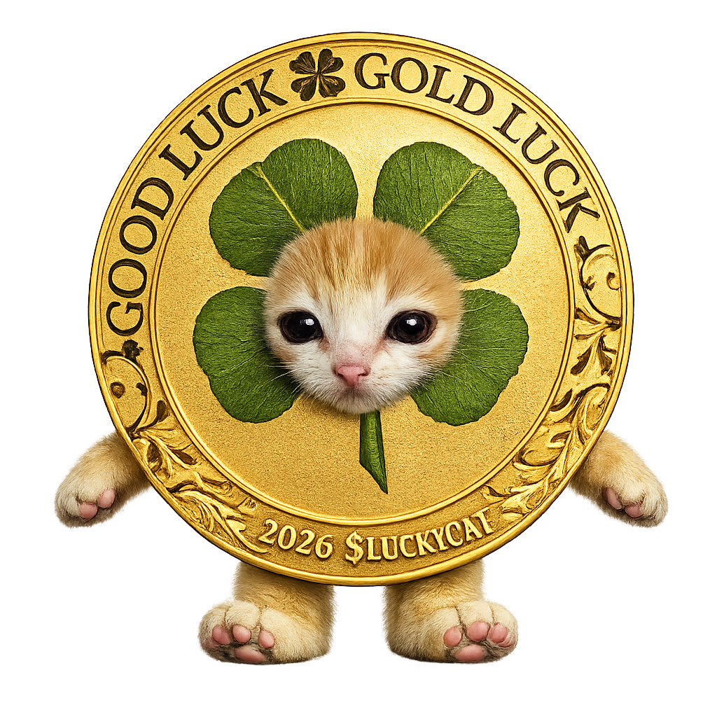 $LUCKYCAT mascot โ the good luck gold coin cat
